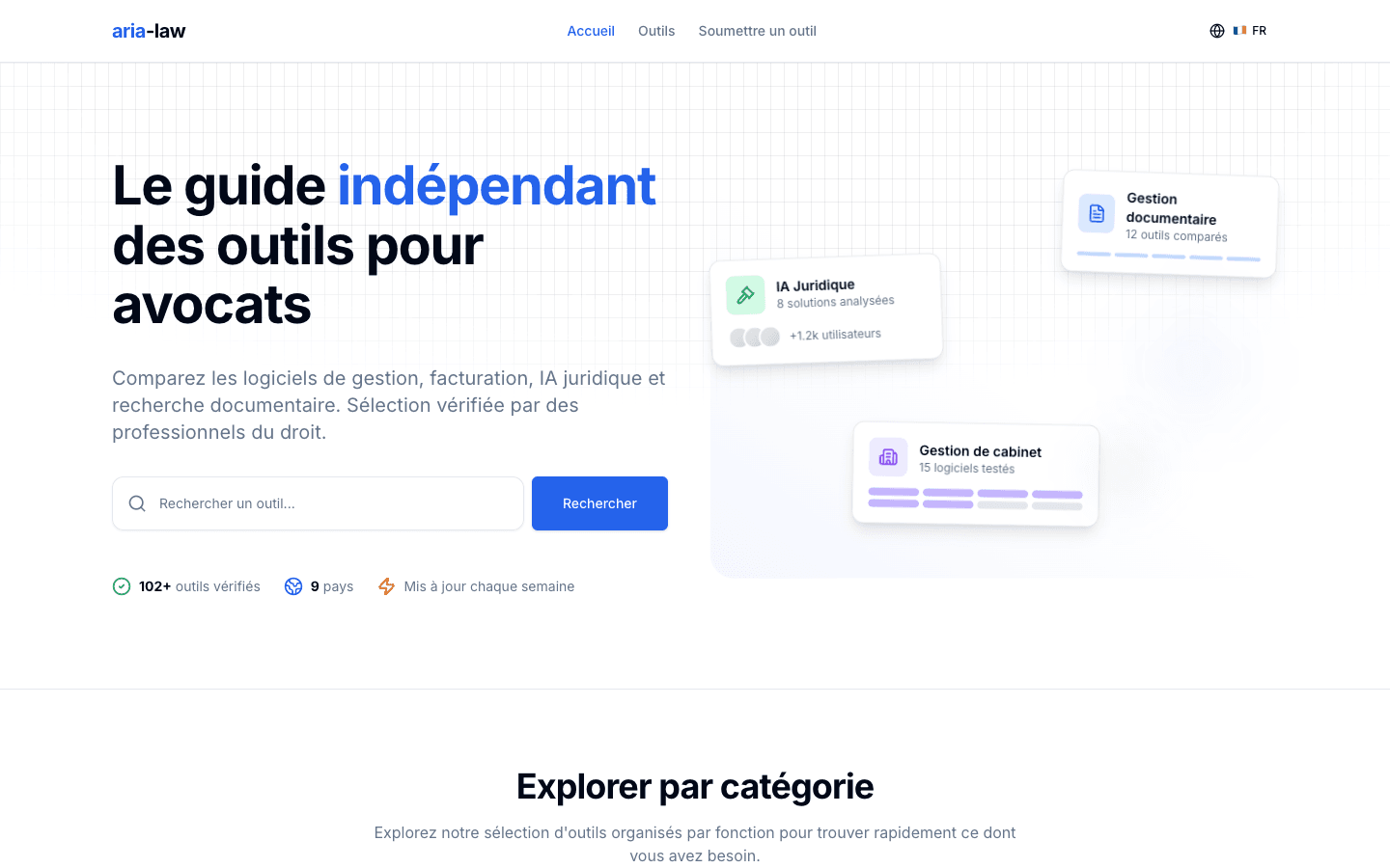 Aria Law - Annuaire international regroupant tous les outils et ressources pour avocats. Plateforme multilingue avec recherche avancée et catégorisation intelligente.